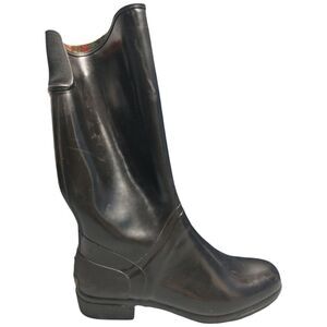 Sports Long Duck Boots Womens Size 9 Black Rubber‎ Waterproof Block Heel Pull On